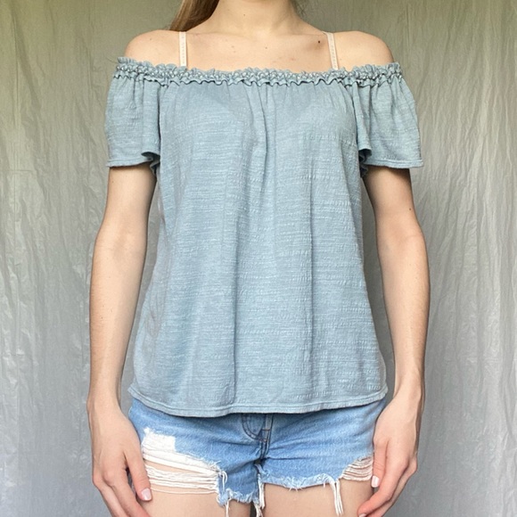 Max Studio Medium Light Blue Summer Top Blouse - Picture 7 of 11